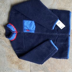 OshKosh Boys Navy Blue Sherpa fleece zippered jacket. Size 8.  NWT